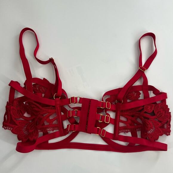 VS VERY SEXY Strappy Embroidered Open
Cup Balconette Bra 34DD Red - Picture 6 of 8